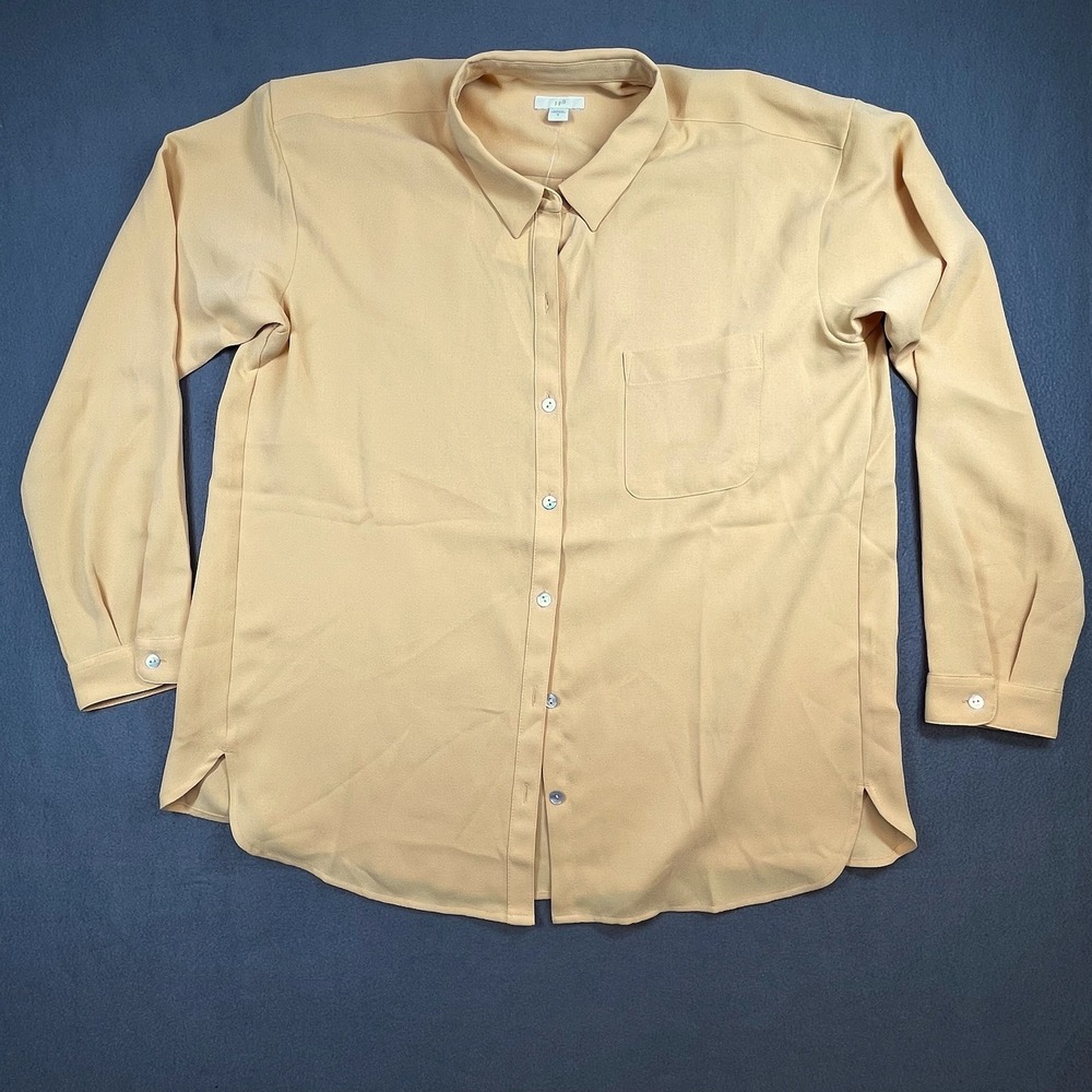 NWT J.‎ Jill Women Chamomile Yellow Button Down Blouse Workwear Office Top M